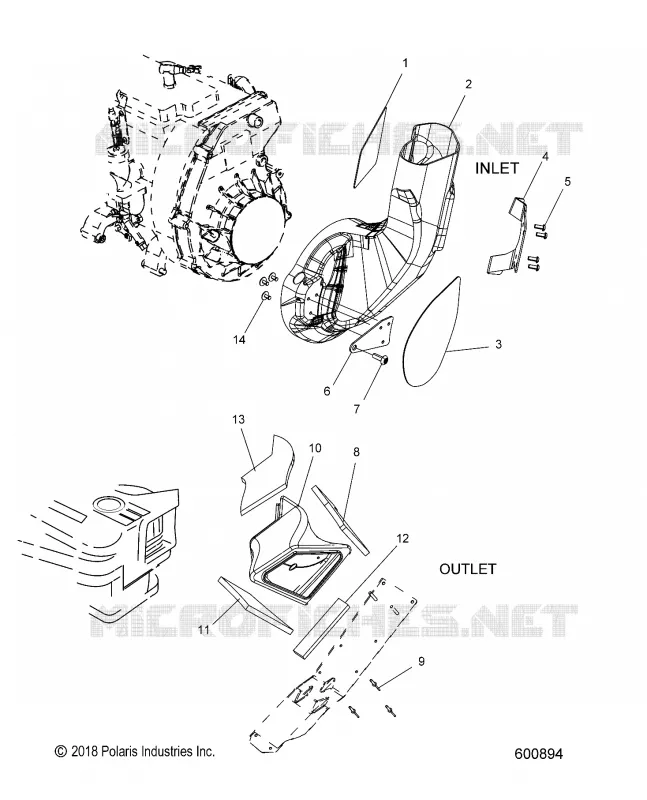 MOTORE, AIR INLET AND OUTLET DUCTS
