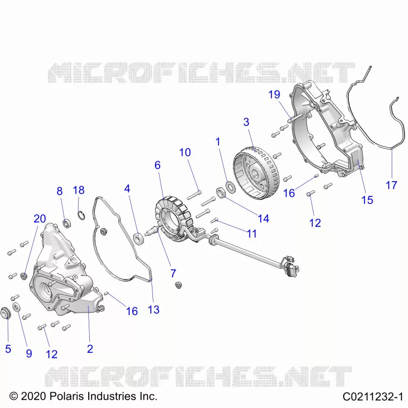 ENGINE, STATOR COVER AND FLYRUOTA