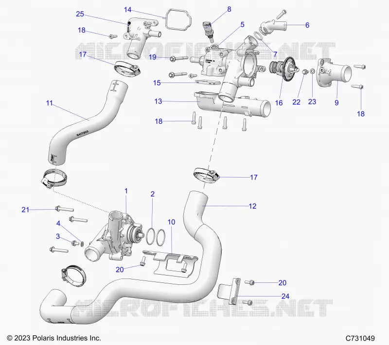 MOTORE, COOLANT PUMP AND THERMOSTAT