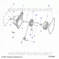 ENGINE, STATOR COVER AND FLYRUOTA