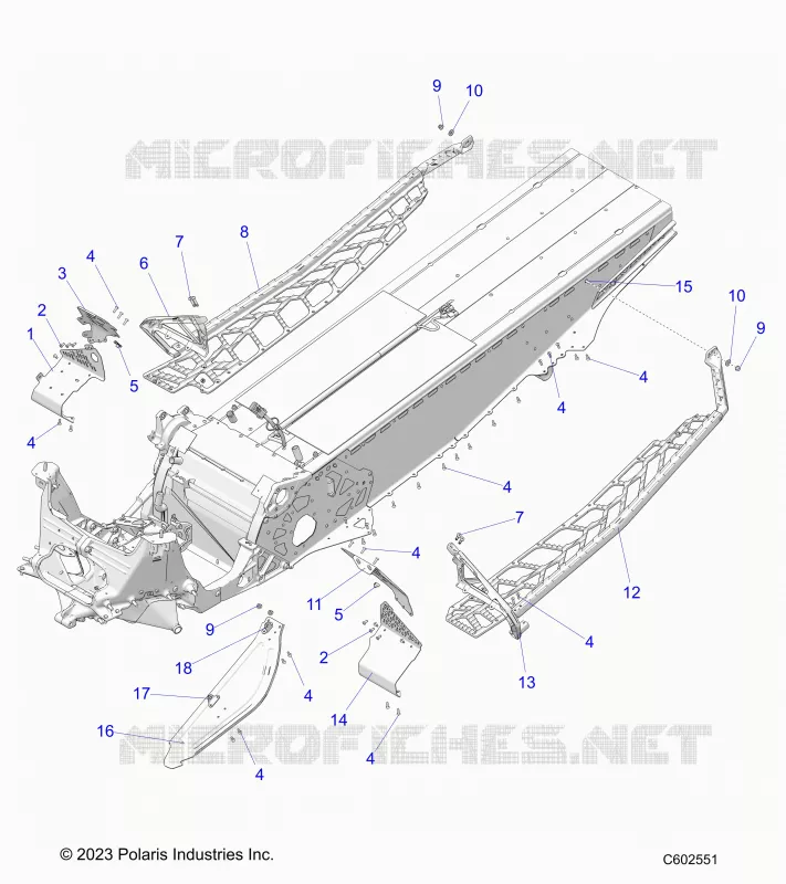 CHASSIS, PROTEZIONE FRIZIONE, FOOTRESTS, AND RUNNINGBOARDS
