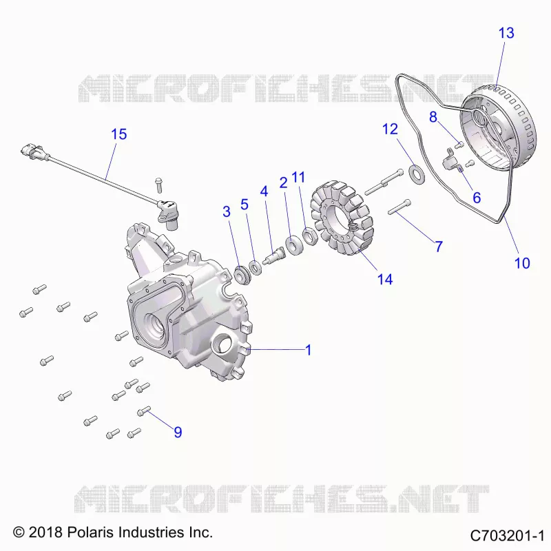 ENGINE, STATOR COVER AND FLYRUOTA