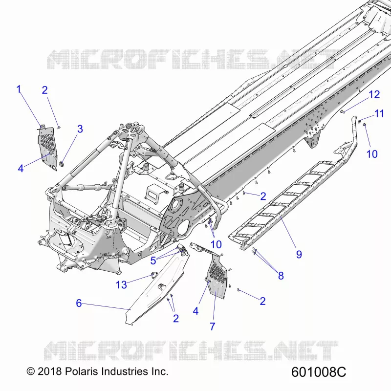 CHASSIS, PROTEZIONE FRIZIONE, FOOTRESTS, AND RUNNING BOARDS