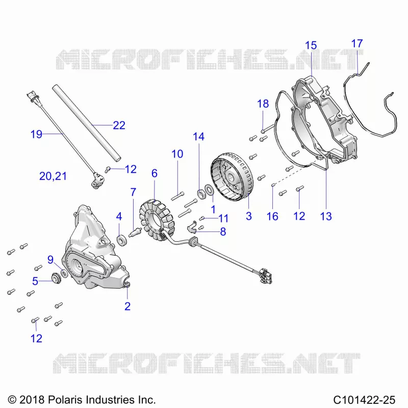 ENGINE, STATOR COVER AND VOLANO