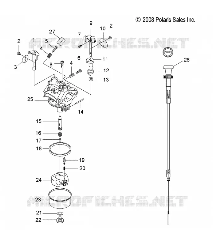 MOTORE, CARBURATORE AND CHOKE CABLE