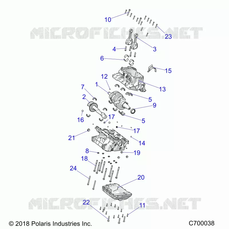 ENGINE, CRANKCASE AND ALBERO MOTORE