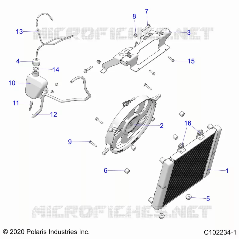 ENGINE, SISTEMA DI RAFFREDDAMENTO, RADIATOR, FAN & OVERFLOW BOTTLE