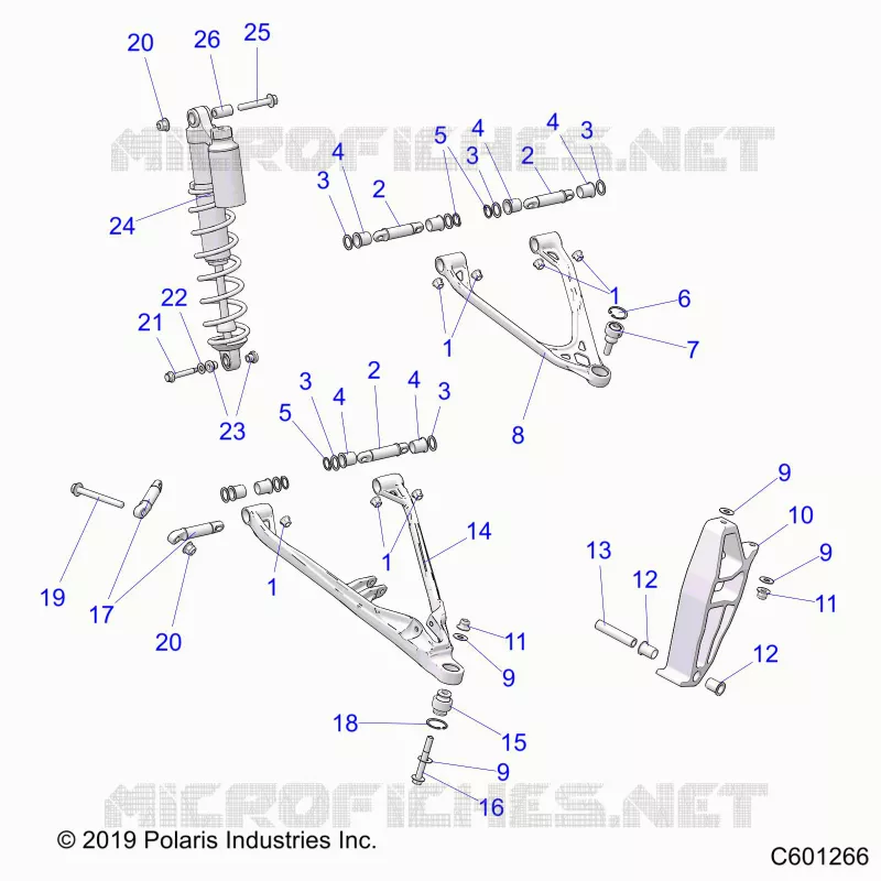 SUSPENSION, CONTROL ARMS, SPINDLE, AND SHOCK MNTG.