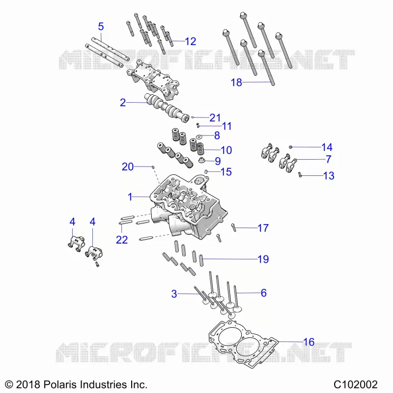 ENGINE, TESTA CILINDRO, CAM AND VALVES