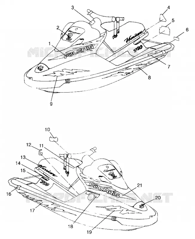 DECALS HURRICANE B974473 AND INTL. HURRICANE I974473 (4941044104A009)