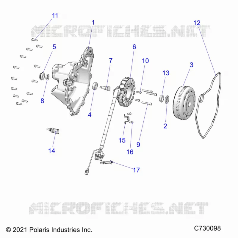 ENGINE, STATOR COVER AND FLYRUOTA