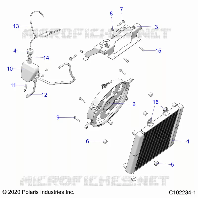 ENGINE, SISTEMA DI RAFFREDDAMENTO, RADIATOR, FAN & OVERFLOW BOTTLE