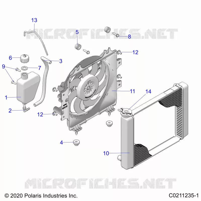 ENGINE, SISTEMA DI RAFFREDDAMENTO, RADIATOR, FAN & OVERFLOW BOTTLE