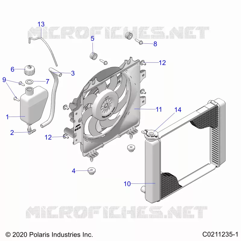 ENGINE, SISTEMA DI RAFFREDDAMENTO, RADIATOR, FAN & OVERFLOW BOTTLE
