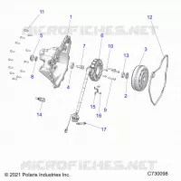 ENGINE, STATOR COVER AND FLYRUOTA