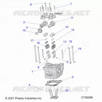 ENGINE, TESTA CILINDRO, CAMS AND VALVES