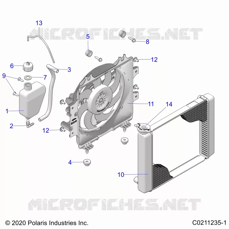 ENGINE, SISTEMA DI RAFFREDDAMENTO, RADIATOR, FAN & OVERFLOW BOTTLE