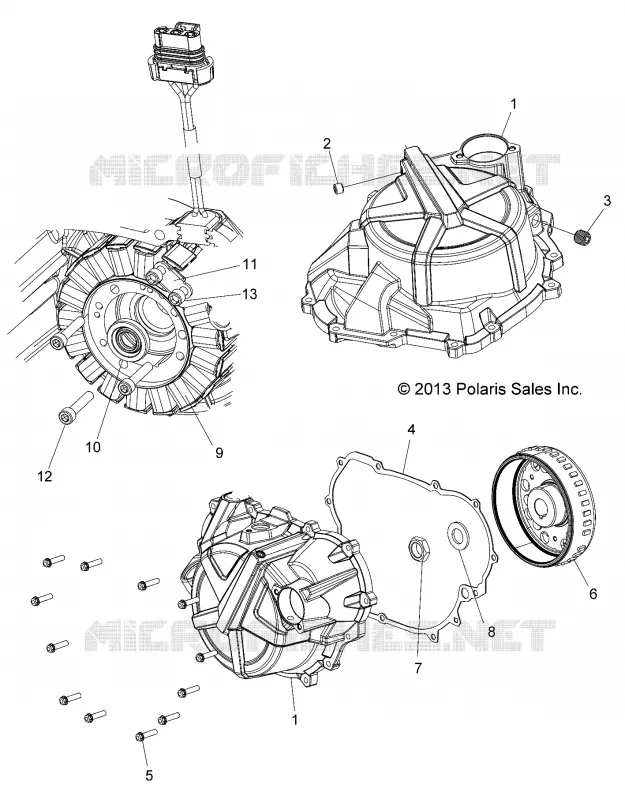 MOTORE, STATOR COVER AND VOLANO