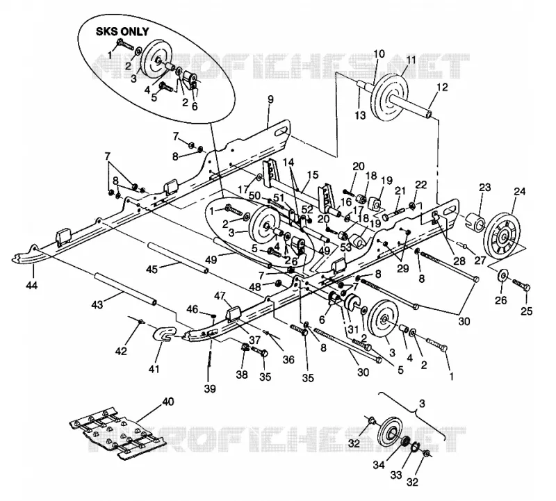 SOSPENSIONE 500 EFI SKS 0962574, 500 EFI RMK 0962974, and EUROPEAN 500 EFI S (4931983198B010)