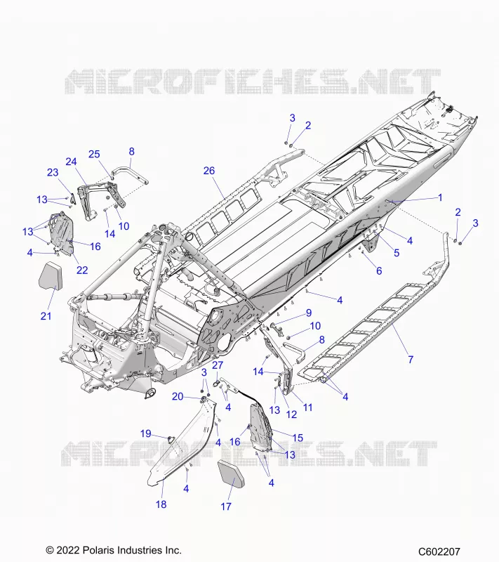 CHASSIS, PROTEZIONE FRIZIONE,  FOOTRESTS, AND RUNNING BOARDS