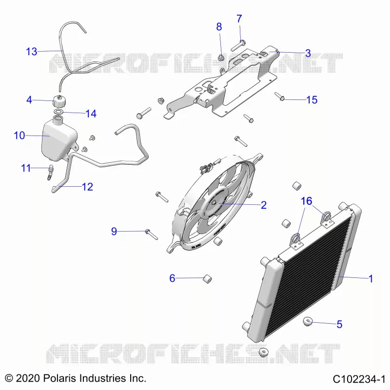 ENGINE, SISTEMA DI RAFFREDDAMENTO, RADIATOR, FAN & OVERFLOW BOTTLE