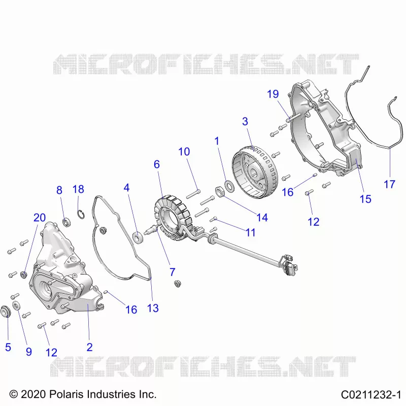 ENGINE, STATOR COVER AND FLYRUOTA