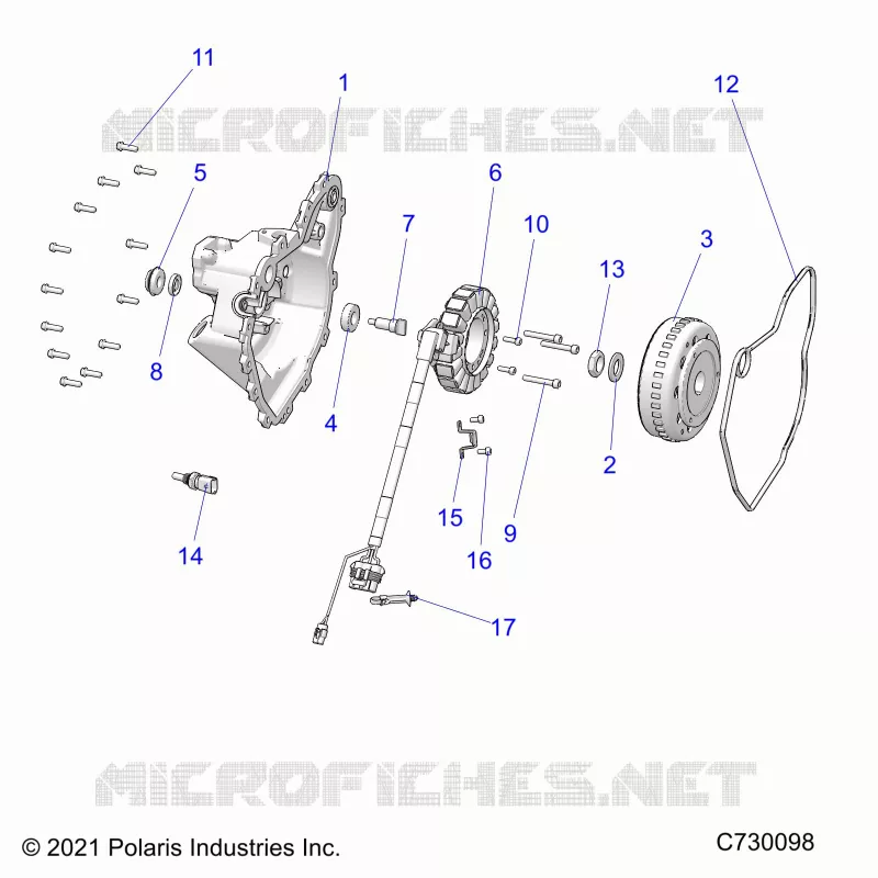 ENGINE, STATOR COVER AND FLYRUOTA