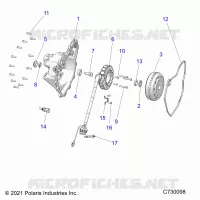 ENGINE, STATOR COVER AND FLYRUOTA