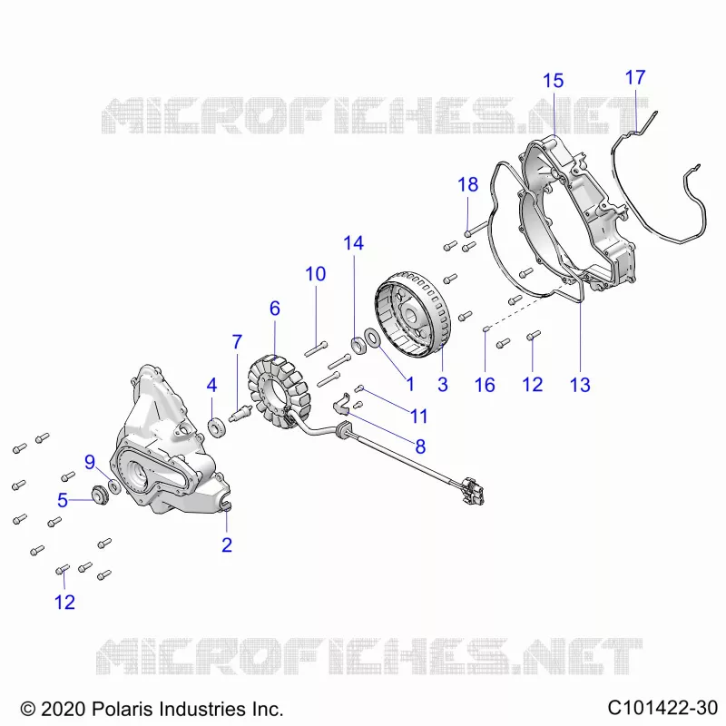 ENGINE, STATOR COVER AND FLYRUOTA