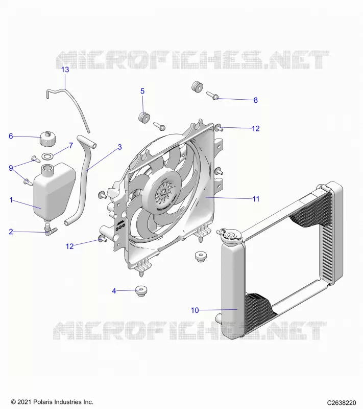 ENGINE, SISTEMA DI RAFFREDDAMENTO, RADIATOR, FAN & OVERFLOW BOTTLE