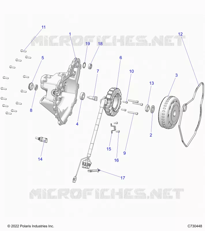 ENGINE, STATOR COVER AND FLYRUOTA