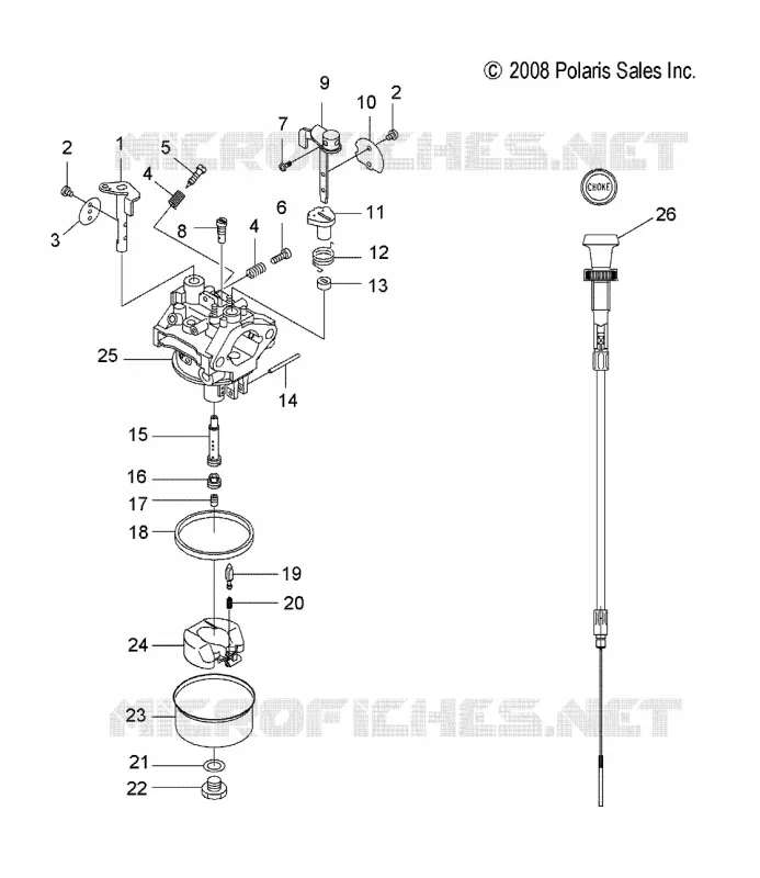 MOTORE, CARBURATORE AND CHOKE CABLE