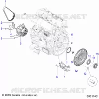 ENGINE, ALTERNATORE, FLYWHEEL, AND STARTER