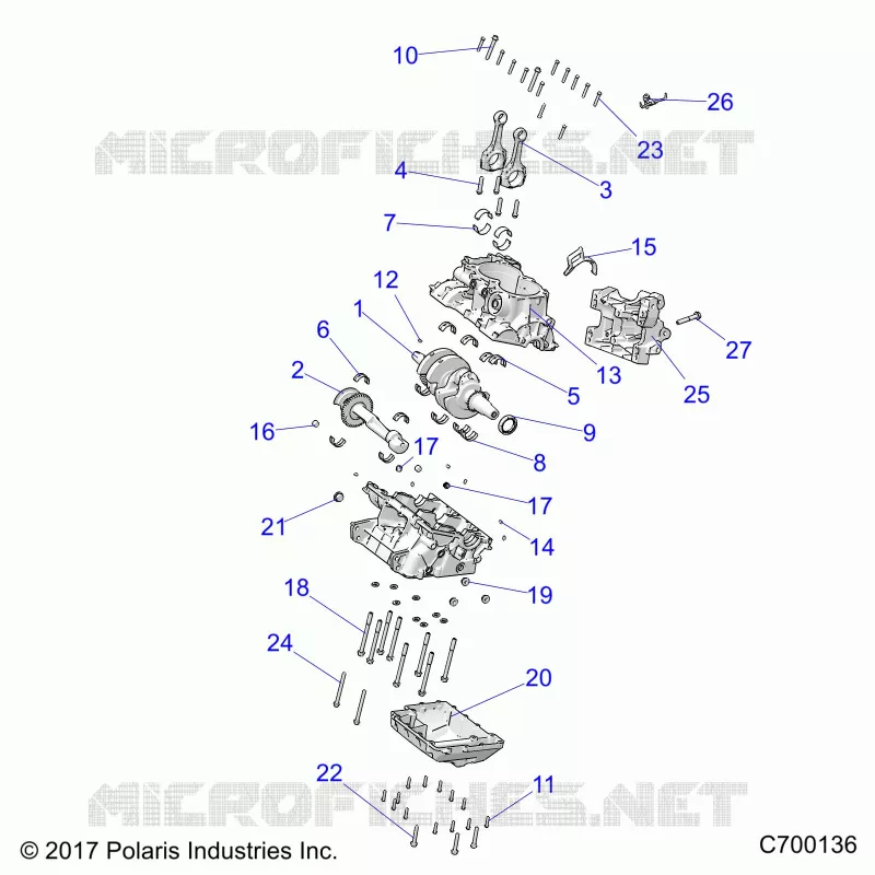 ENGINE, CRANKCASE AND ALBERO MOTORE