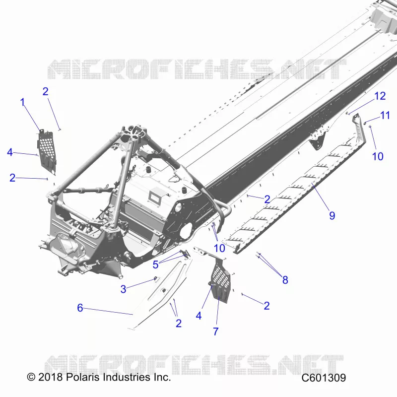 CHASSIS, PROTEZIONE FRIZIONE, FOOTRESTS, AND RUNNING BOARDS
