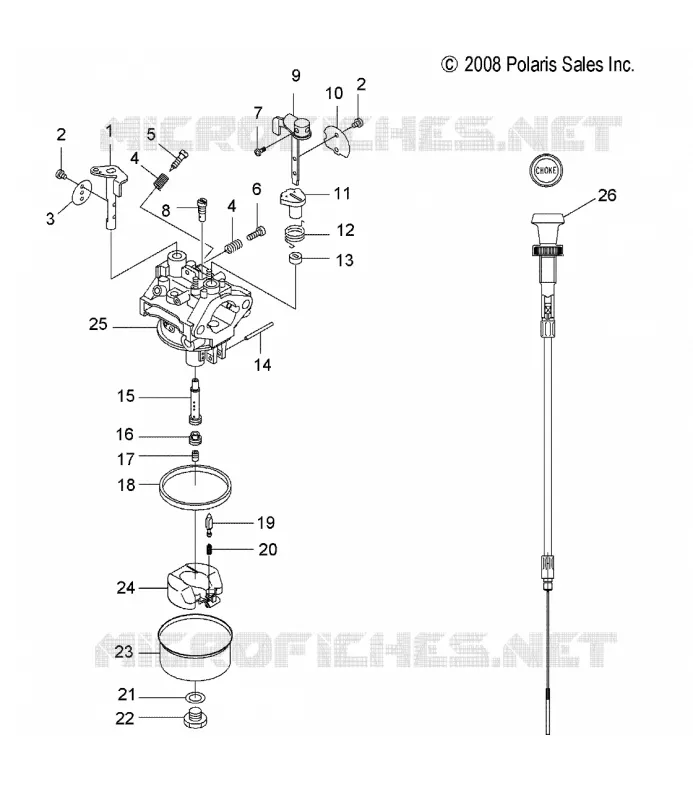 MOTORE, CARBURATORE AND CHOKE CABLE
