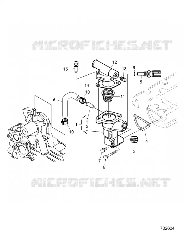 MOTORE, WATER FLANGE AND THERMOSTAT
