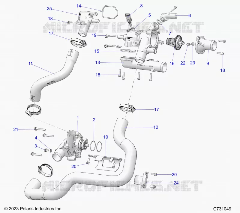 MOTORE, COOLANT PUMP AND THERMOSTAT