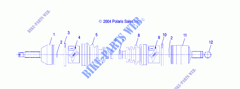ANTERIORE ALBERO (4X4)   R05RD50AA/AB/AC/AD (4995359535B08) per Polaris RANGER 2X4,4X4,6X6 2005
