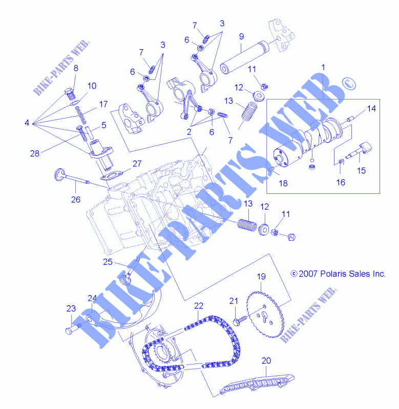 VALVOLE and CAMSHAFT   A14MH46AA/AH/MS46AA (49ATVVALVE08SP500) per Polaris SPORTSMAN 400 HO 4X4 / SE  2014