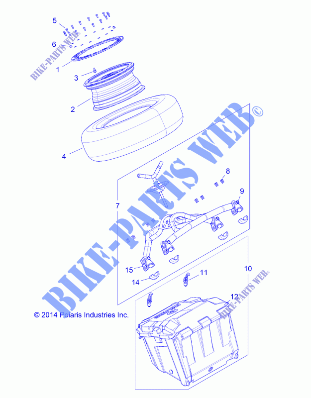 POSTERIORE BOX e ruota di scorta   Z15VDE99AA (49RGRBOX151K) per Polaris RZR RS1 2018