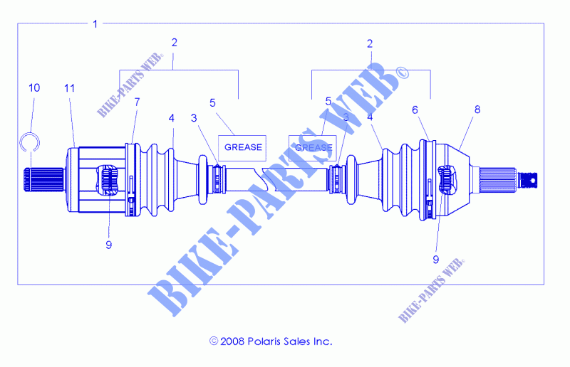 TRASMISSIONE, FRONT HALF SHAFT   Z14XE7EAL/X (49RGRSHAFTDRV09RZRS) per Polaris RZR 4 800 EPS LE 2014