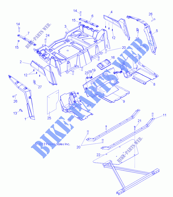 Portapacchi posteriore and FENDERS   Z14XE7EAL/X (49RGRRACKMTG13RZR4) per Polaris RZR 4 800 EPS LE 2014
