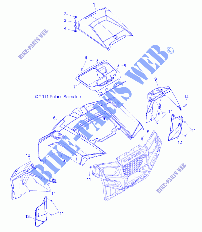 CAPPUCCIO and FRONT BODY WORK   Z14XT9EAO (49RGRCAPPUCCIO12RZRXP900) per Polaris RZR 4 900 LE 2014