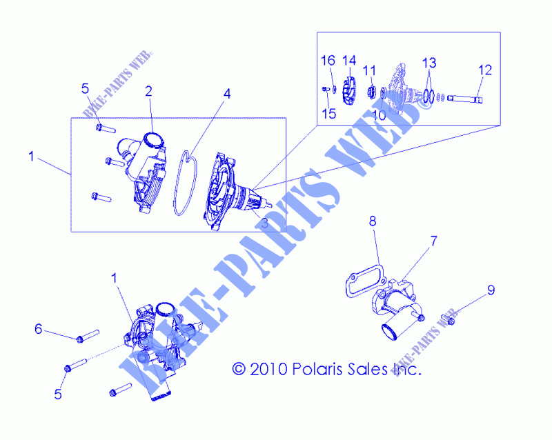 RAFFREDDAMENTO, WATERPUMP   Z14XT9EAO (49RGRWATERPUMP11RZR875) per Polaris RZR 4 900 LE 2014