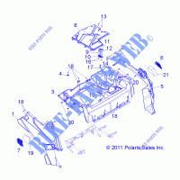 Portapacchi posteriore and FENDERS   Z14JT87AD/9EAO/9EAOL/9EAL (49RGRRACKMTG12RZRXP900) per Polaris RZR 900 / EPS LE 2014