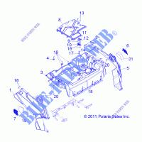 Portapacchi posteriore and FENDERS   R13XT9EFX (49RGRRACKMTG12RZRXP900) per Polaris RZR 4 XP 900 PS INTL 2013