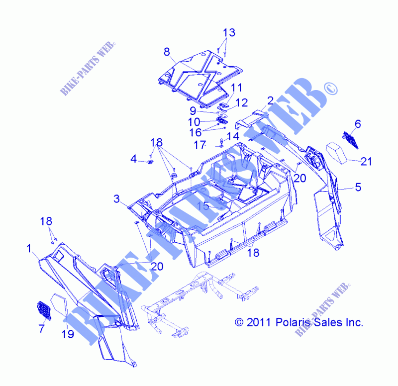 Portapacchi posteriore and FENDERS   R13XT9EAL (49RGRRACKMTG12RZRXP900) per Polaris RZR 4 XP JAGGED X 2013