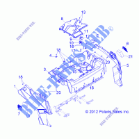 Portapacchi posteriore and FENDERS   R13JT9EFX (49RGRRACKMTG13RZRXP900I) per Polaris RZR XP 900 EPS INTL 2013