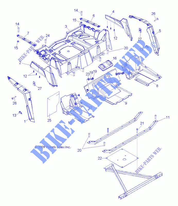 Portapacchi posteriore and FENDERS   R12XE76AD/7EAB/EAO (49RGRRACKMTG10RZRS4) per Polaris RZR 4 800 EFI 2012